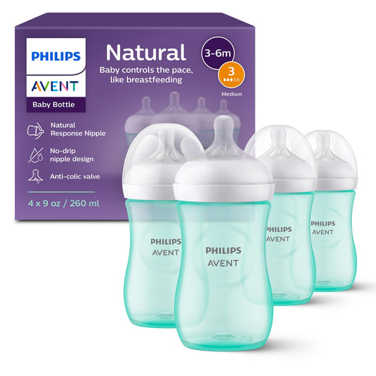 Biberón Natural Philips Avent Teal con Tetina de Respuesta Natural 9oz 4pk