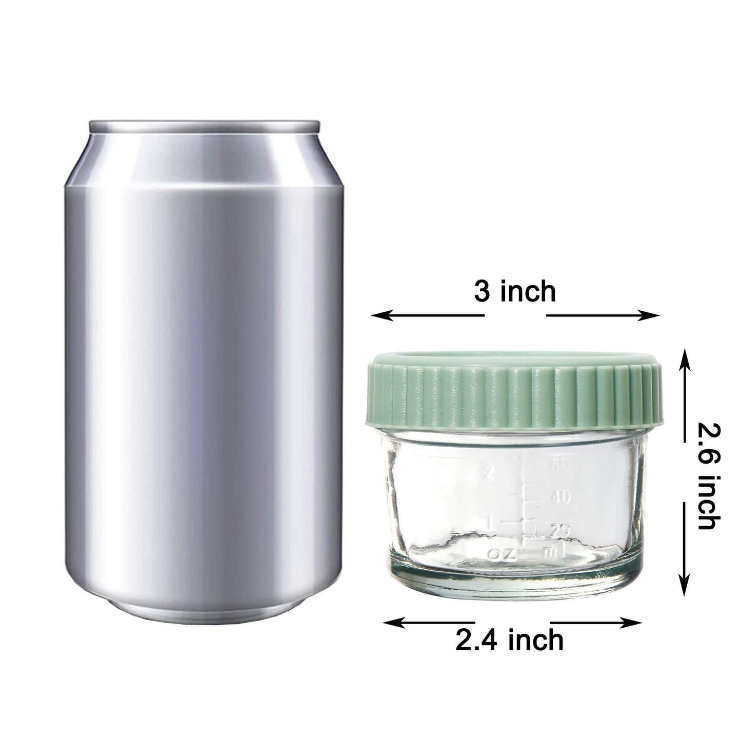 Youngever - Contenedores de vidrio apilables para alimentos para bebés, 4 onzas, con tapas herméticas, tarros de vidrio con tapas, 8 colores urbanos (8 juegos)