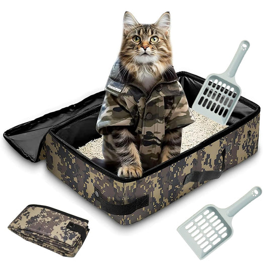 Caja de Arena Qutzix 40cm Azul Plegable para Viaje y Camping para Gato