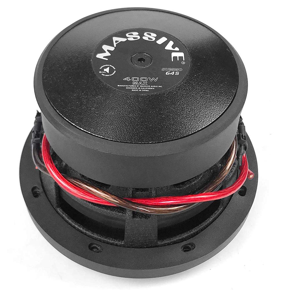 Massive Audio SUMMO64S - Subwoofer de audio para coche de 6.5 pulgadas, alto rendimiento para coches, camiones, jeeps - Subwoofer de 6.5 pulgadas 200 W RMS, 400 W MAX Dual 4 Ohm, bobina de voz de 1.5