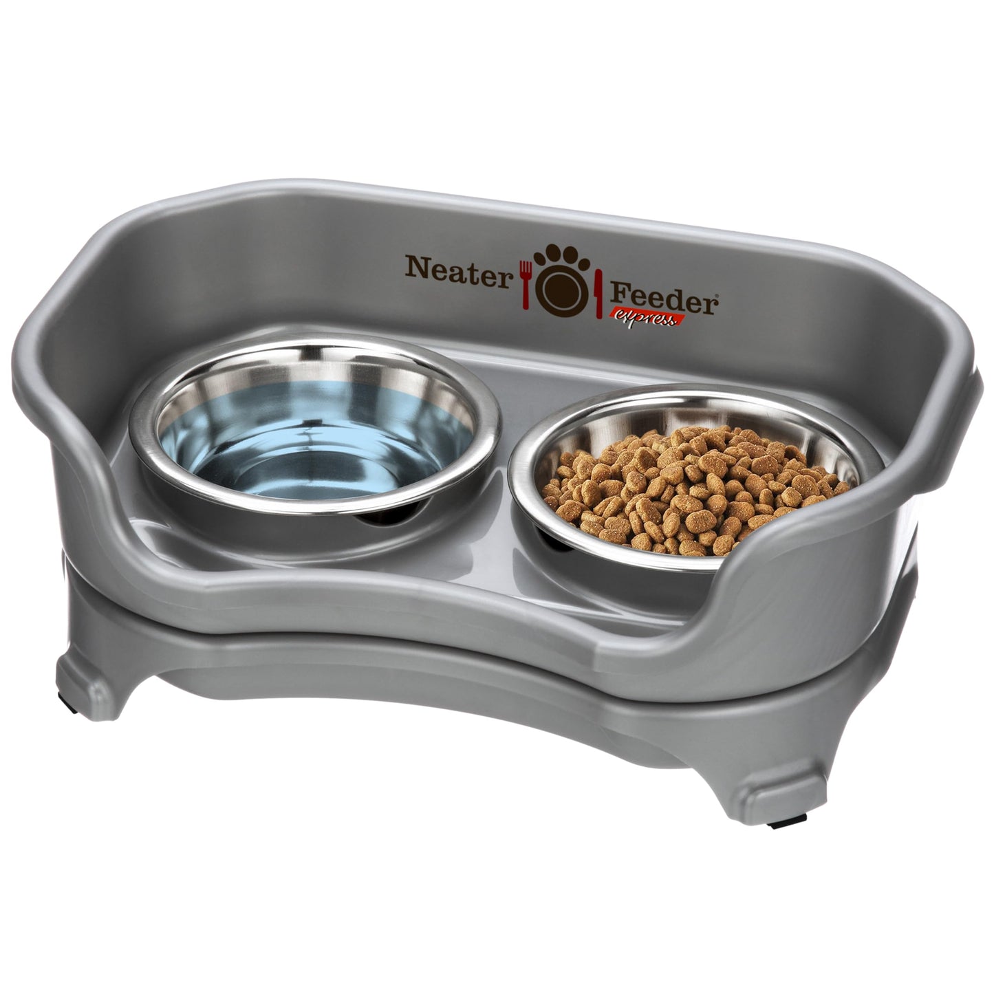 Comedero Neater Feeder Plomizo con Cuencos de Acero Inoxidable y Antideslizantes para Gato