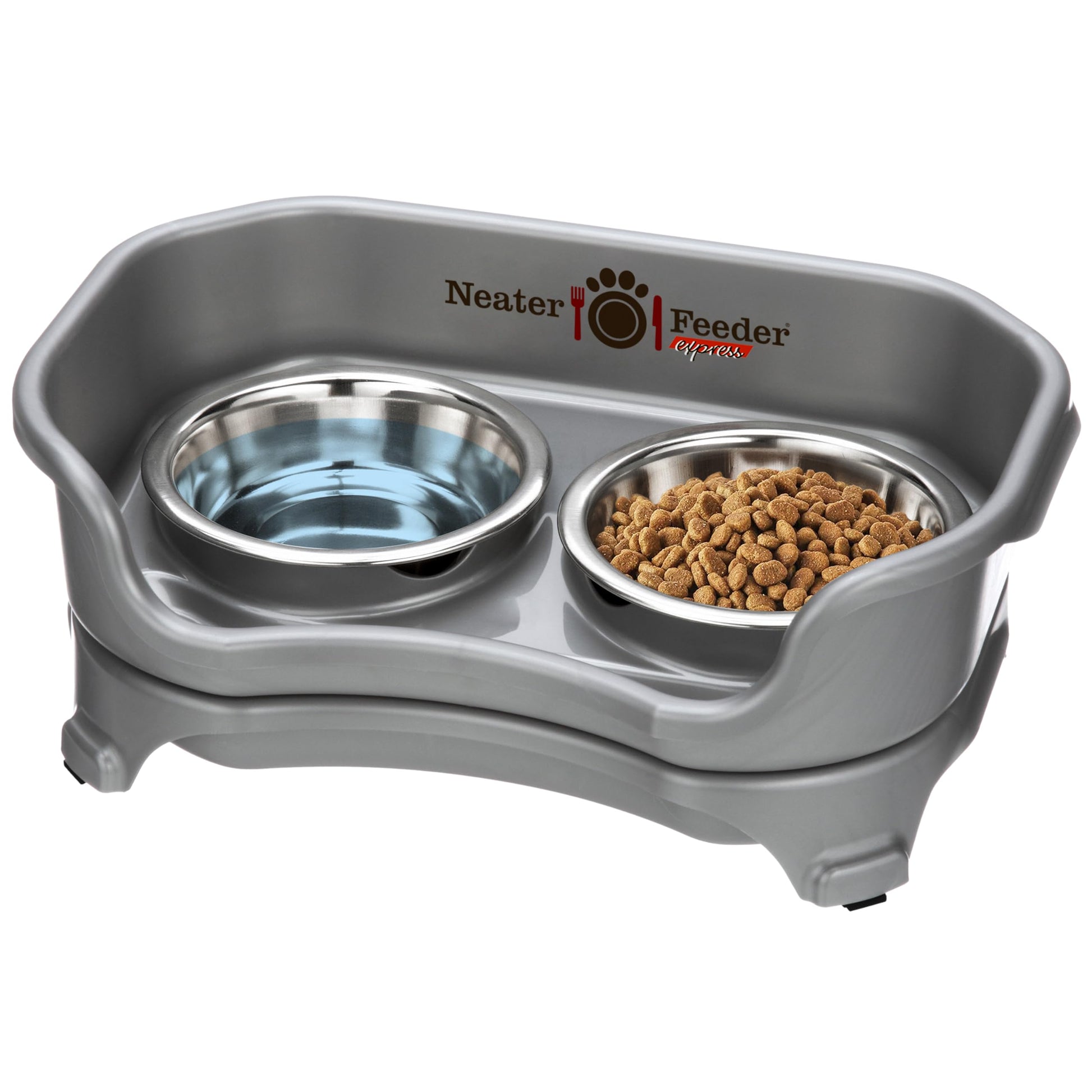 Comedero Neater Feeder Plomizo con Cuencos de Acero Inoxidable y Antideslizantes para Gato