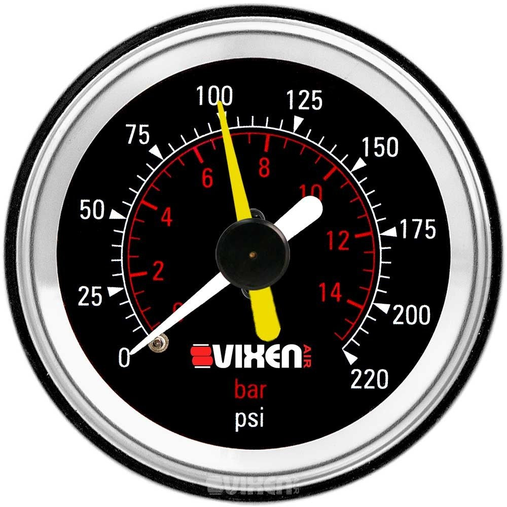 Manómetro de Presión de Aire Vixen Air 2 Pulgadas con Aguja Doble y Panel de Instrumentos de Metal