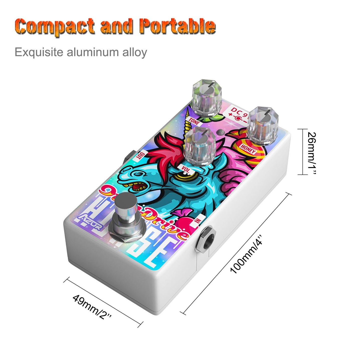 AZOR - Pedal de guitarra Overdrive para caballo mini overdrive con efecto analógico para guitarra eléctrica, pedal True Bypass AP504