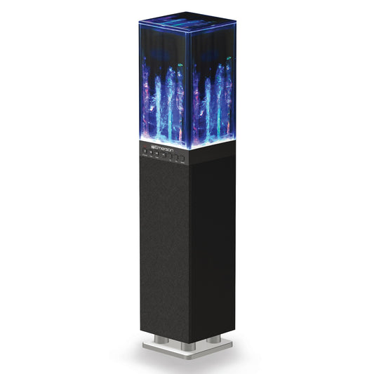 Emerson EHS-2001 Sistema de Altavoces de Torre de luz de Agua con Bluetooth y Radio FM, Altavoz inalámbrico de pie con Fuente de Agua LED, Sonido cristalino, transmisión Bluetooth