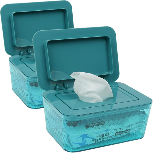 Paquete de 2 toallitas para bebé, dispensador de toallitas húmedas de mayor capacidad, contenedor de toallitas húmedas para baño y mantener las toallitas húmedas y frescas