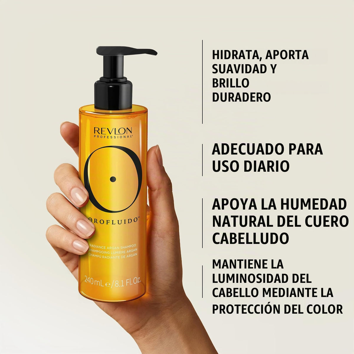 Orofluido Champú con Aceite de Argán para Todo Tipo de Cabello, Hidrata, Suaviza y da Brillo, 1000 ml'