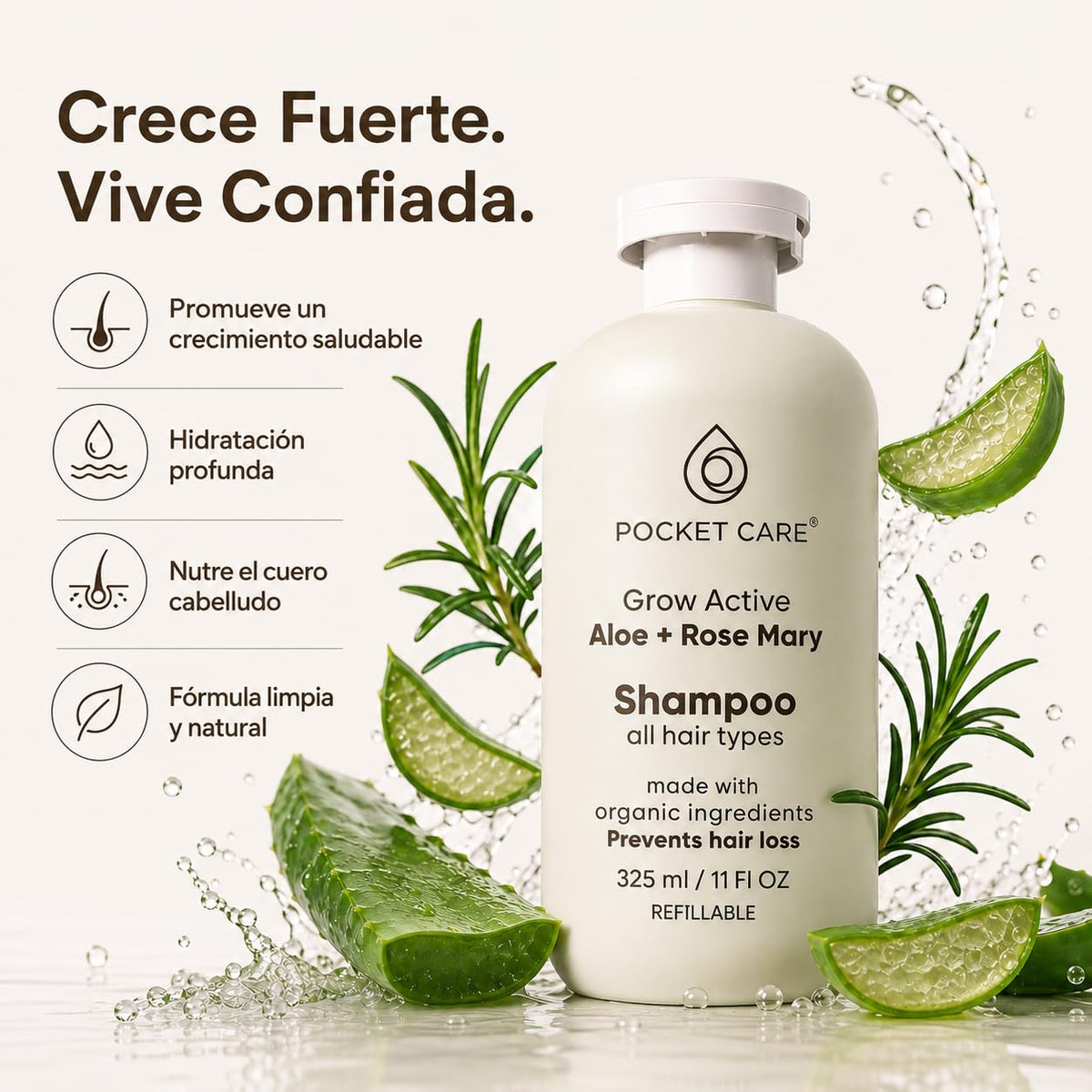Kit Anticaída y Reparación Capilar con Romero, Sábila y Argán – Shampoo para Fortalecer Cabello Débil y Reducir la Caída + Acondicionador Reparador Anti Frizz para Cabello Seco y Maltratado – Hombre y Mujer Pocket care