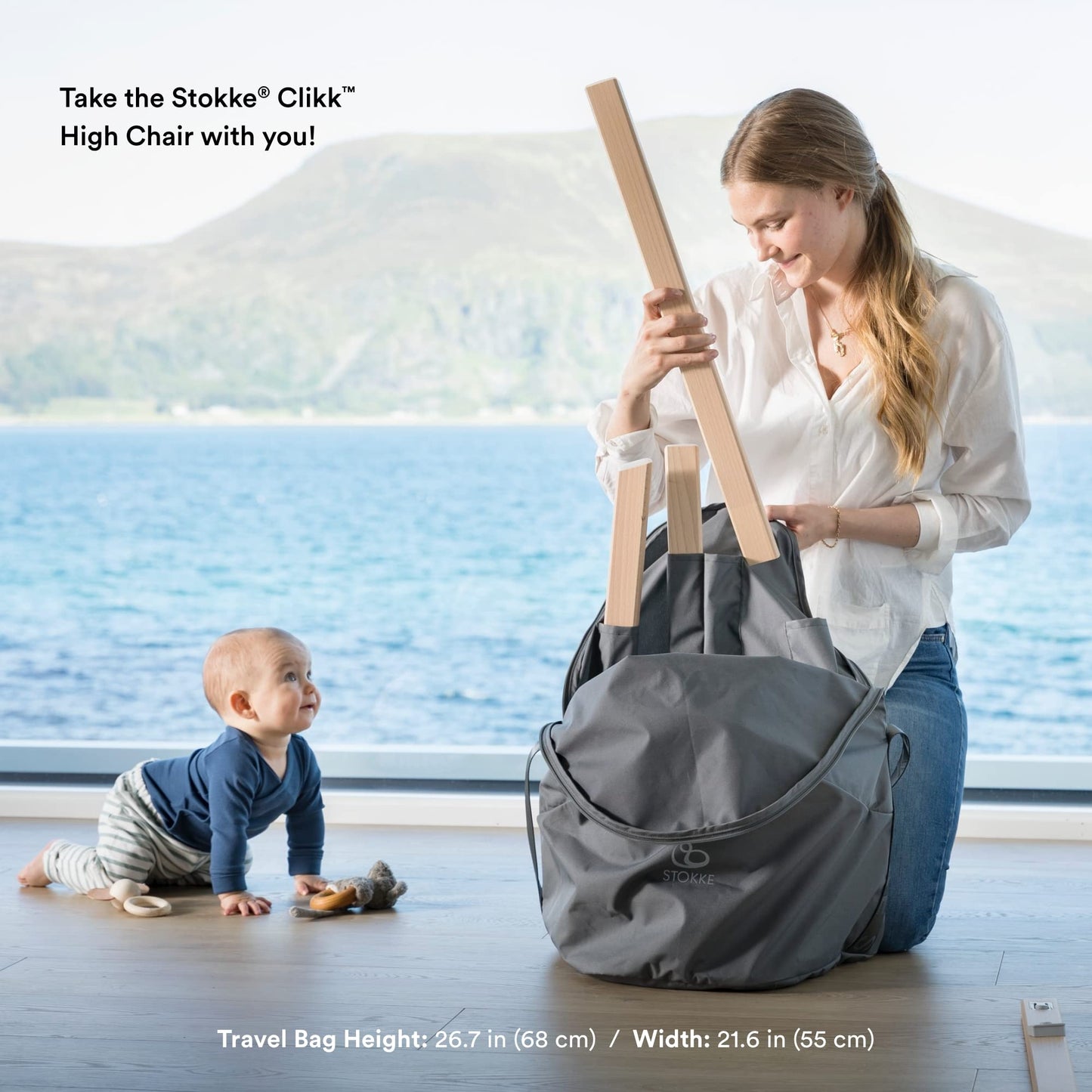 Stokke Silla Alta Clikk White con Bolsa de Viaje, para Bebés de 6 a 36 Meses