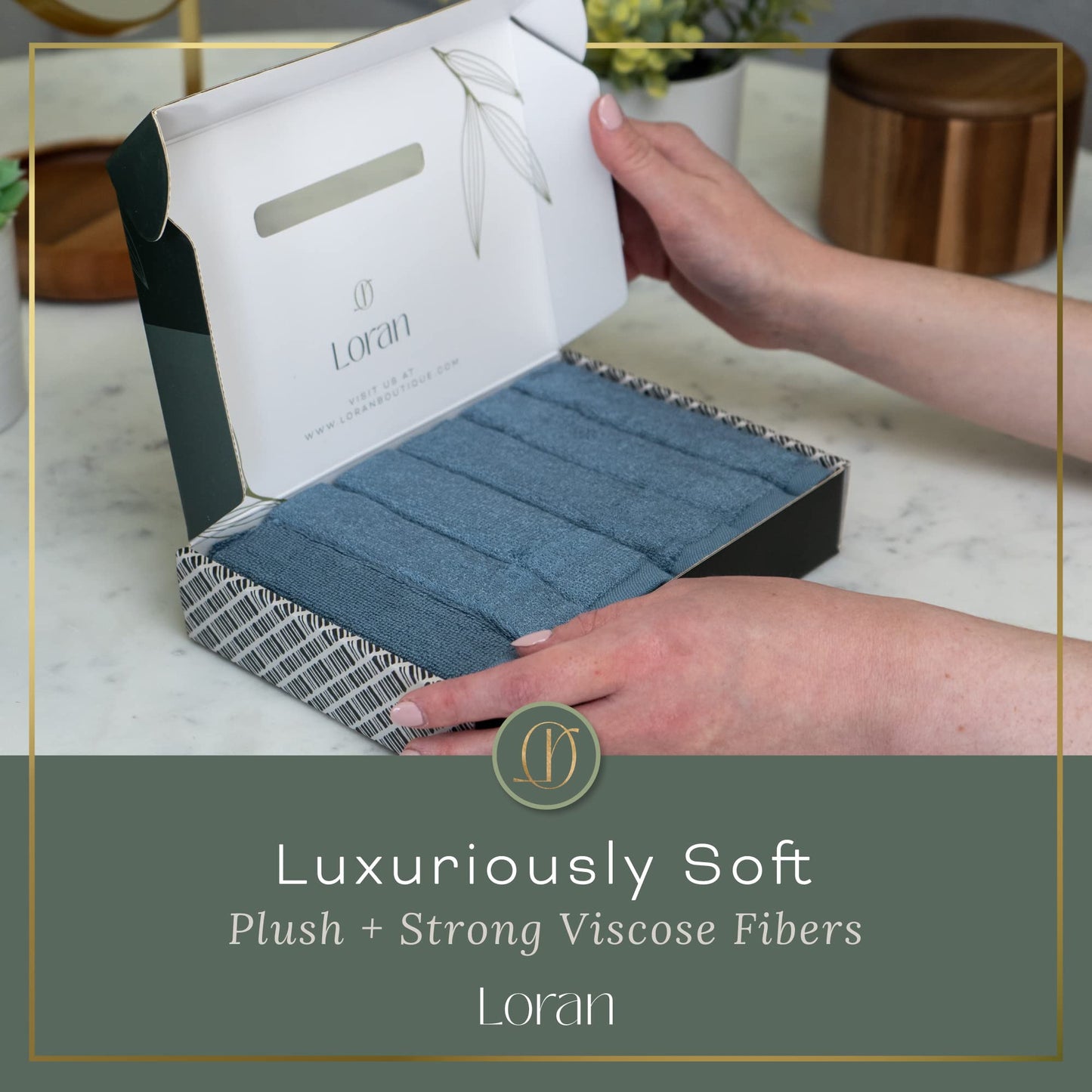 Loran Luxury Bamboo Viscose - Juego de 6 paños suaves, aspecto y sensación de spa, lujoso paño de viscosa de bambú sedoso para la limpieza de la piel, 10 x 10 pulgadas, paño de marea