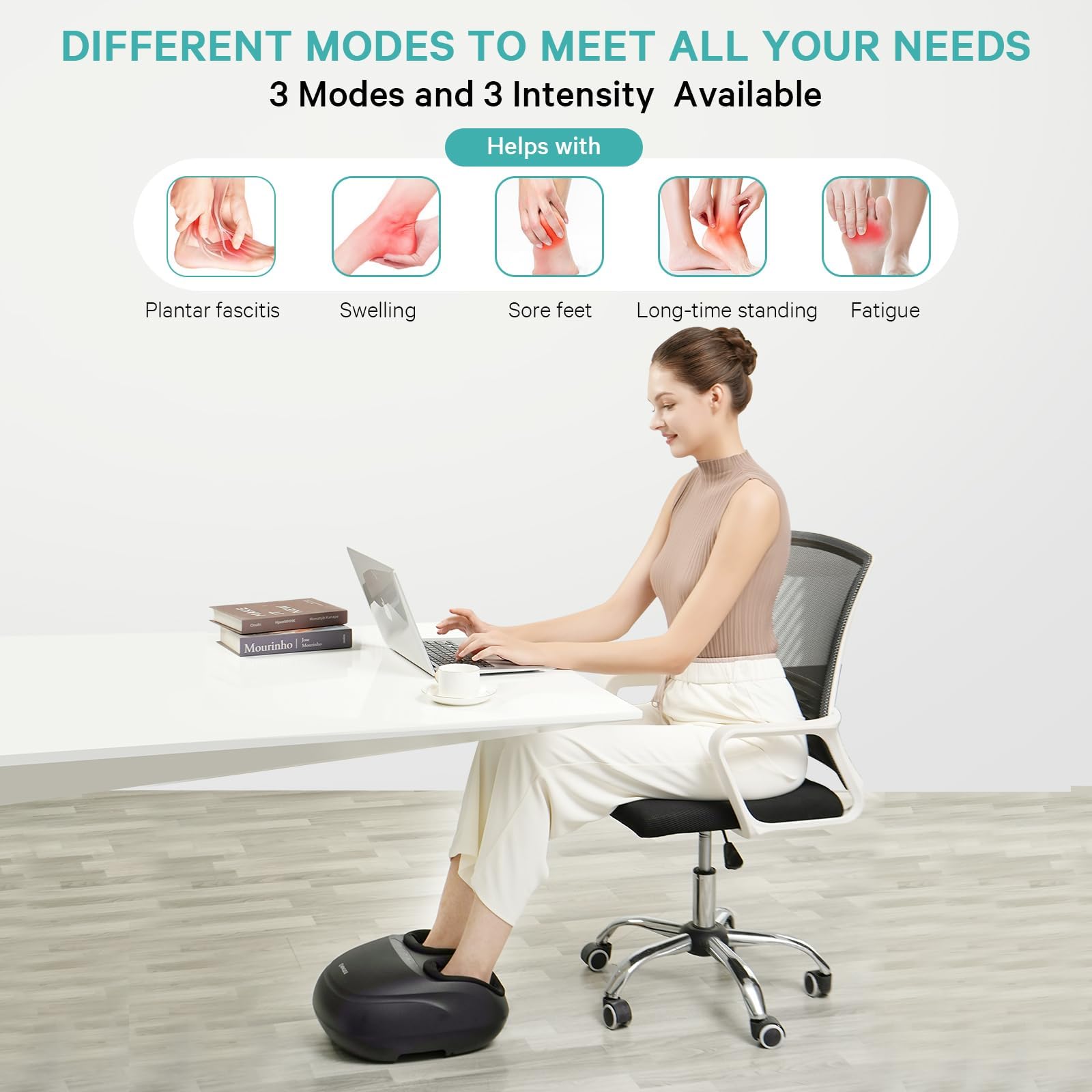 Masajeador de Pies Shiatsu con Calor y Control Remoto para Dolor de Neuropatía