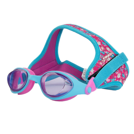 FINIS DragonFly - anteojos de natación para niños, de 3 a 8 años, protección UV, correa de neopreno flotante, ajuste de silicona suave, carcasa