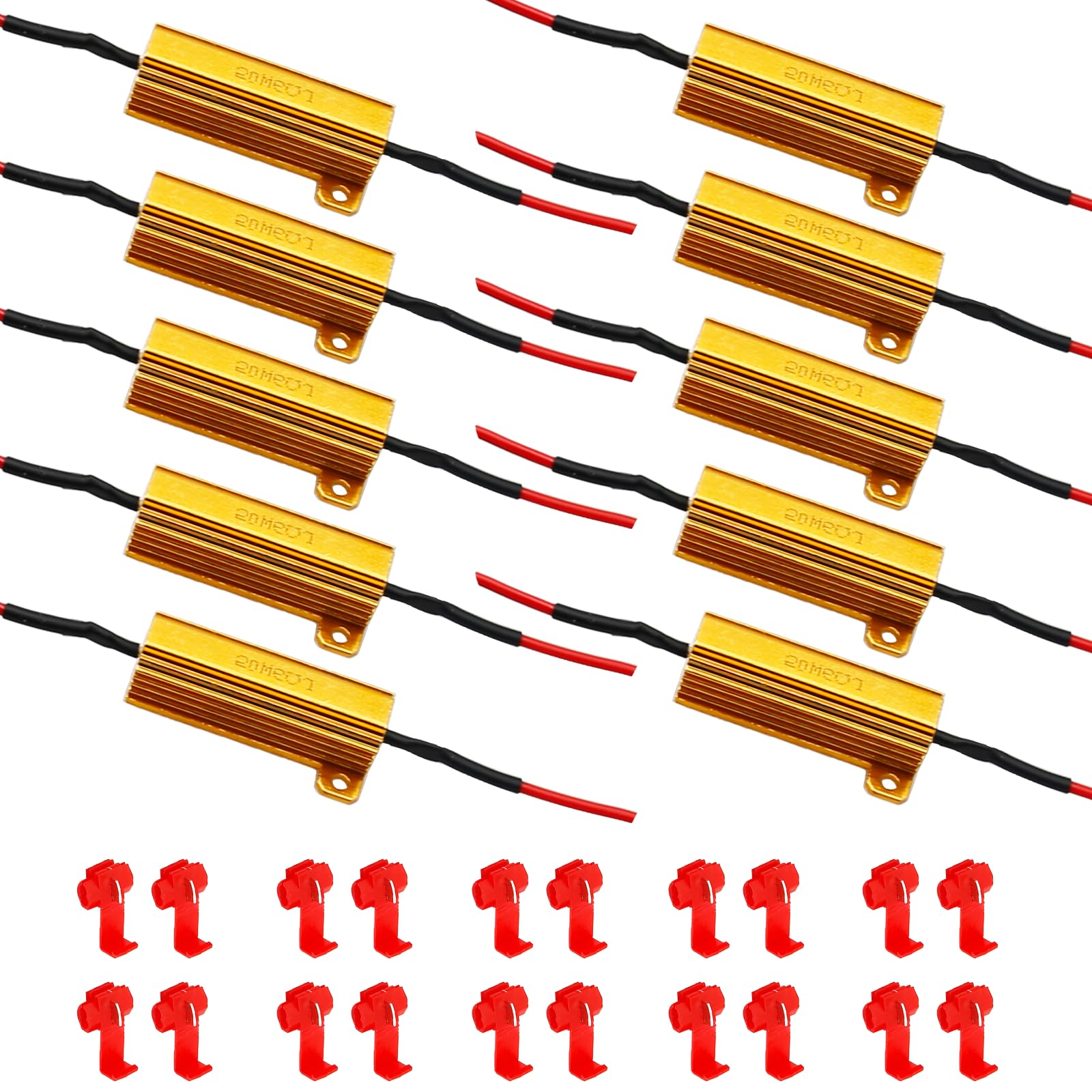 laffoonparts - 10 unidades de 12 V LED ecualizador de carga de 50 W 6 ohmios para resolver problemas intermitentes en señales de giro LED, luces de estacionamiento o luces de matrícula