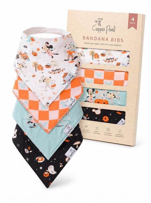 Baberos para Bebé con Perlas de Cobre Regalo Mickey Mouse Boo Bash Paquete de 4 Unidades