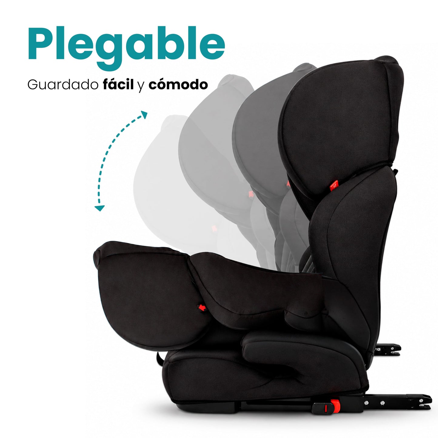 Amulay Autoasiento Booster ISOFIX Grupo 1-2-3, Convertible, Gris