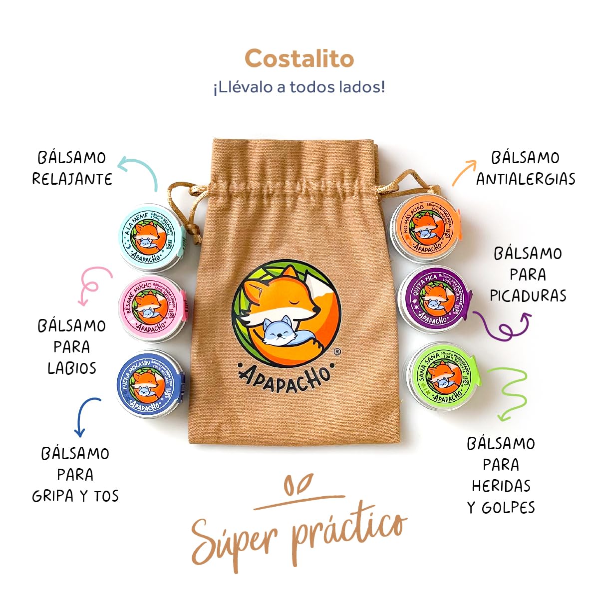 Apapacho Bálsamos - Costalito (6 mini bálsamos de 10gr c/u)