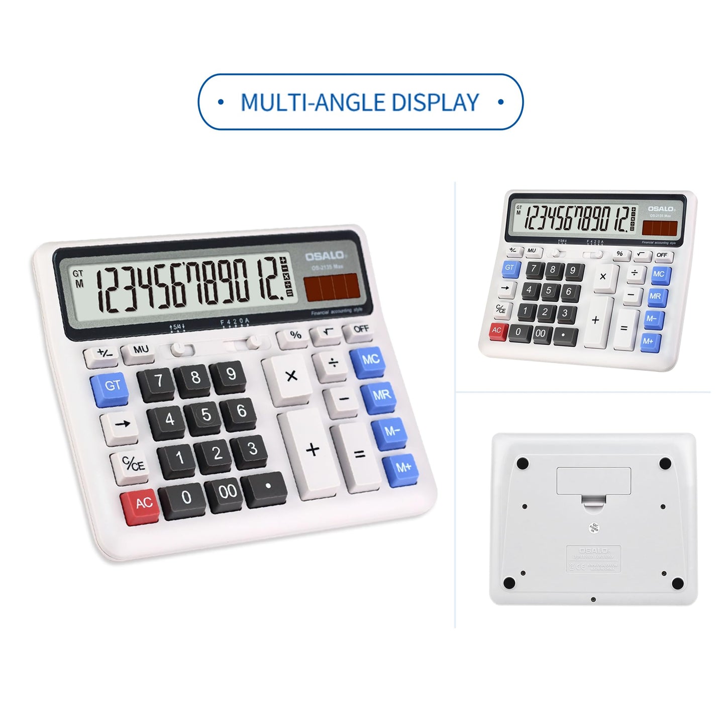Pendancy Calculadora de Escritorio Pantalla LCD Extra grande Calculadora de Contabilidad de números Grandes de 12 dígitos con botón de Respuesta Gigante, para Office Business Home (2135-2 Piezas)