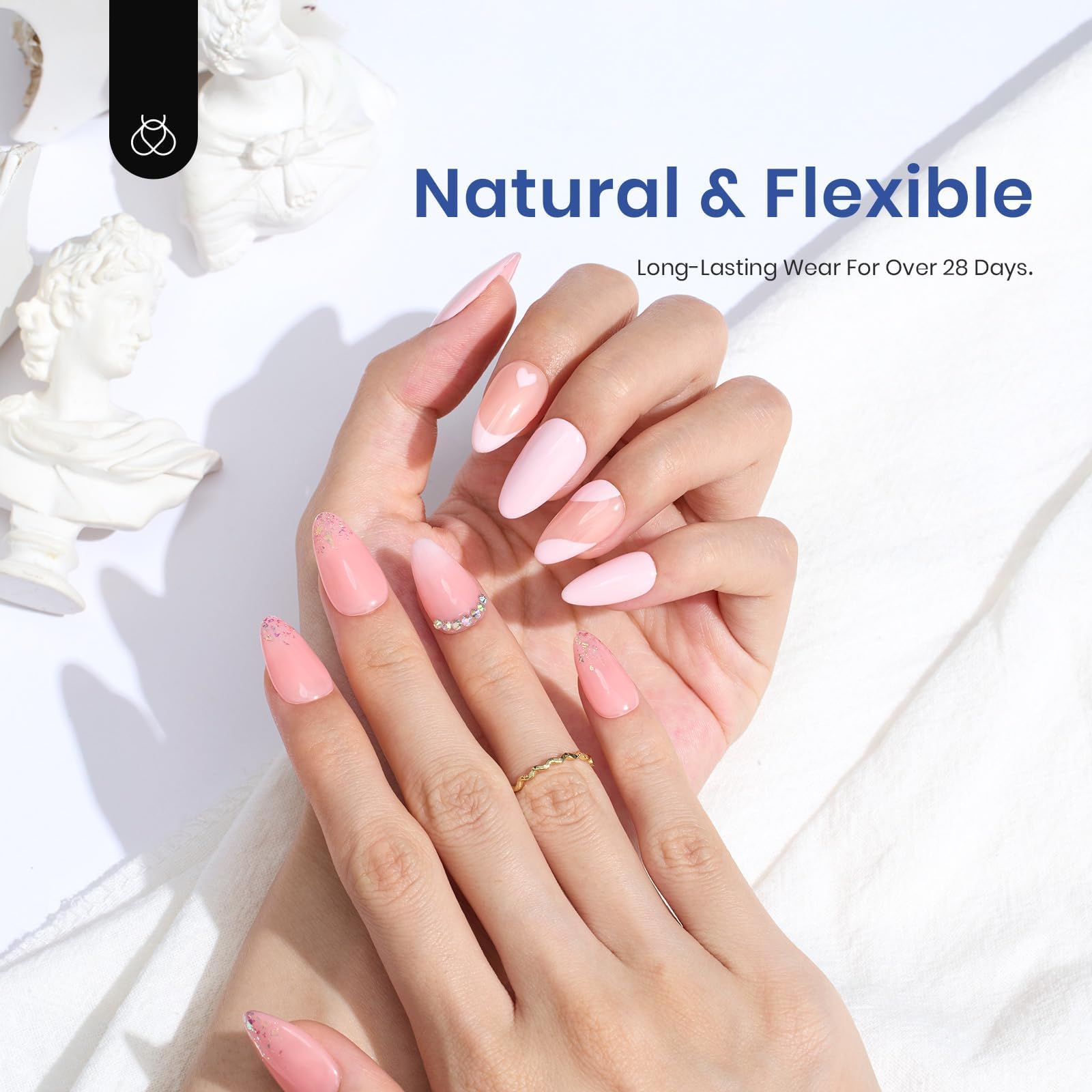 Kit de uñas de gel Beetles Almendra: 504 piezas Kit de uñas de gel Beetles Juego de extensiones de uñas fácil Etch X Puntas de uñas cortas, medianas, almendra, puntas de uñas medio mate Pegamento para uñas 5 en 1 Lámpara de uñas UV LED DIY