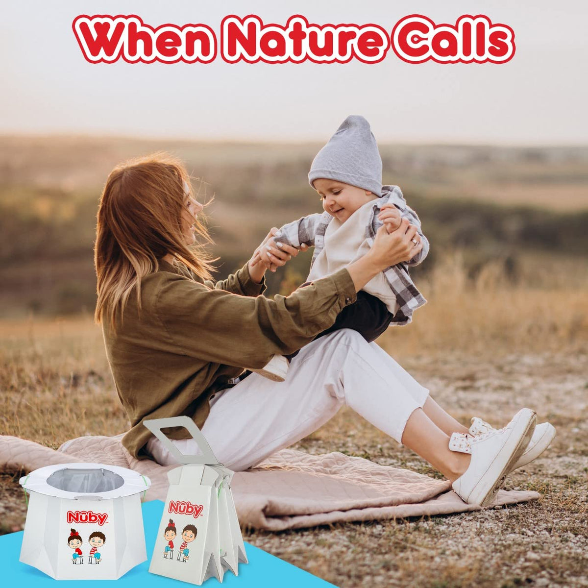 Nuby - Orinal desechable de viaje con forro - Orinal plegable y portátil; esencial para el baño de niños pequeños para campamento, viajes y paseos en coche - Orinal de viaje para niños pequeños,