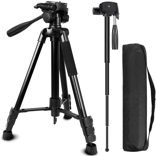 Trípode de Cámara MTQ Aluminio Portátil 2-en-1 con Rotación de 360 Grados para Cámara y Monopié
