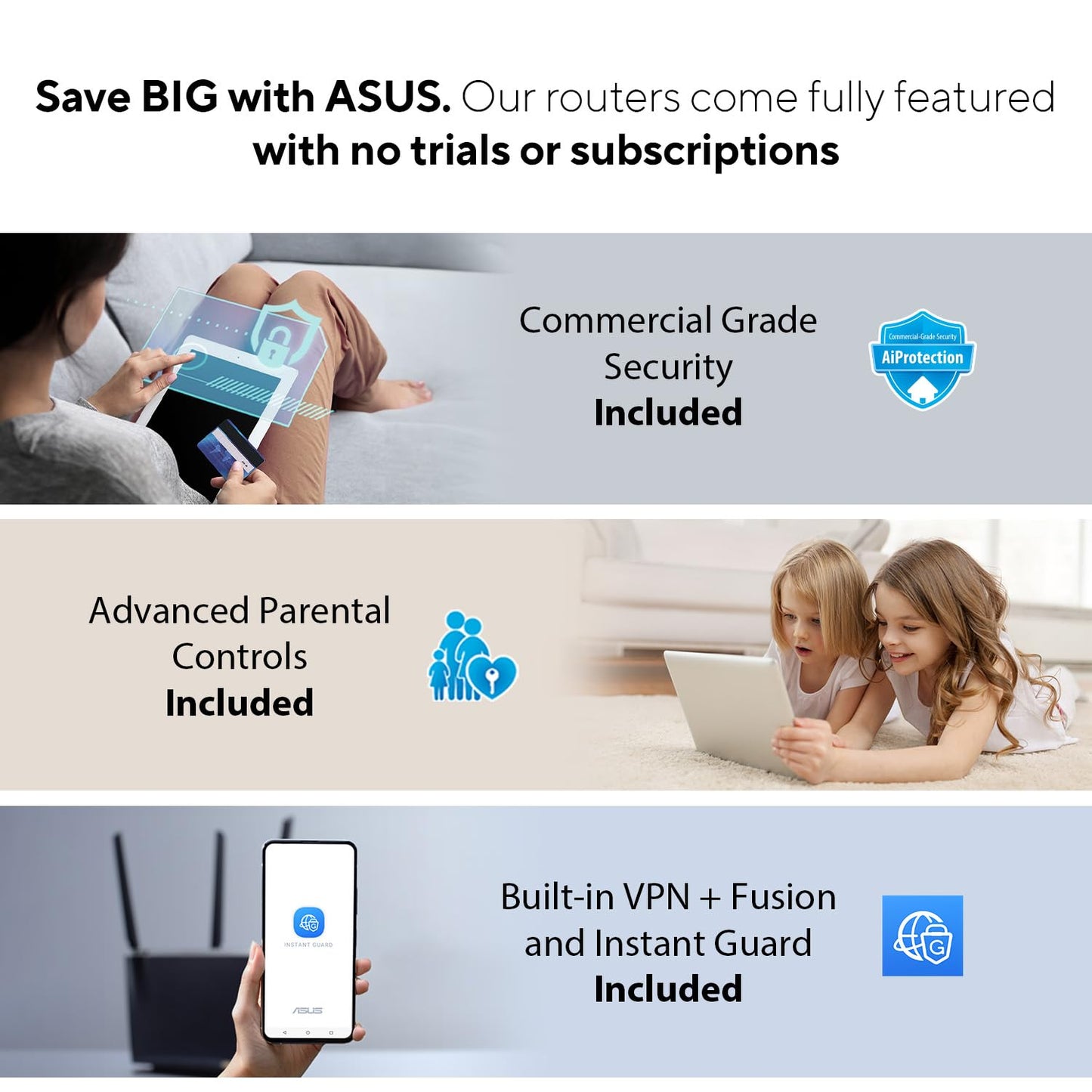ASUS ZenWiFi AX6600 Tri-Band Mesh WiFi 6 System (XT8 1PK) - Cobertura en Toda la casa de hasta 2750 pies Cuadrados y más de 4 Habitaciones, AiMesh, incluida Seguridad de Internet de por Vida, fácil