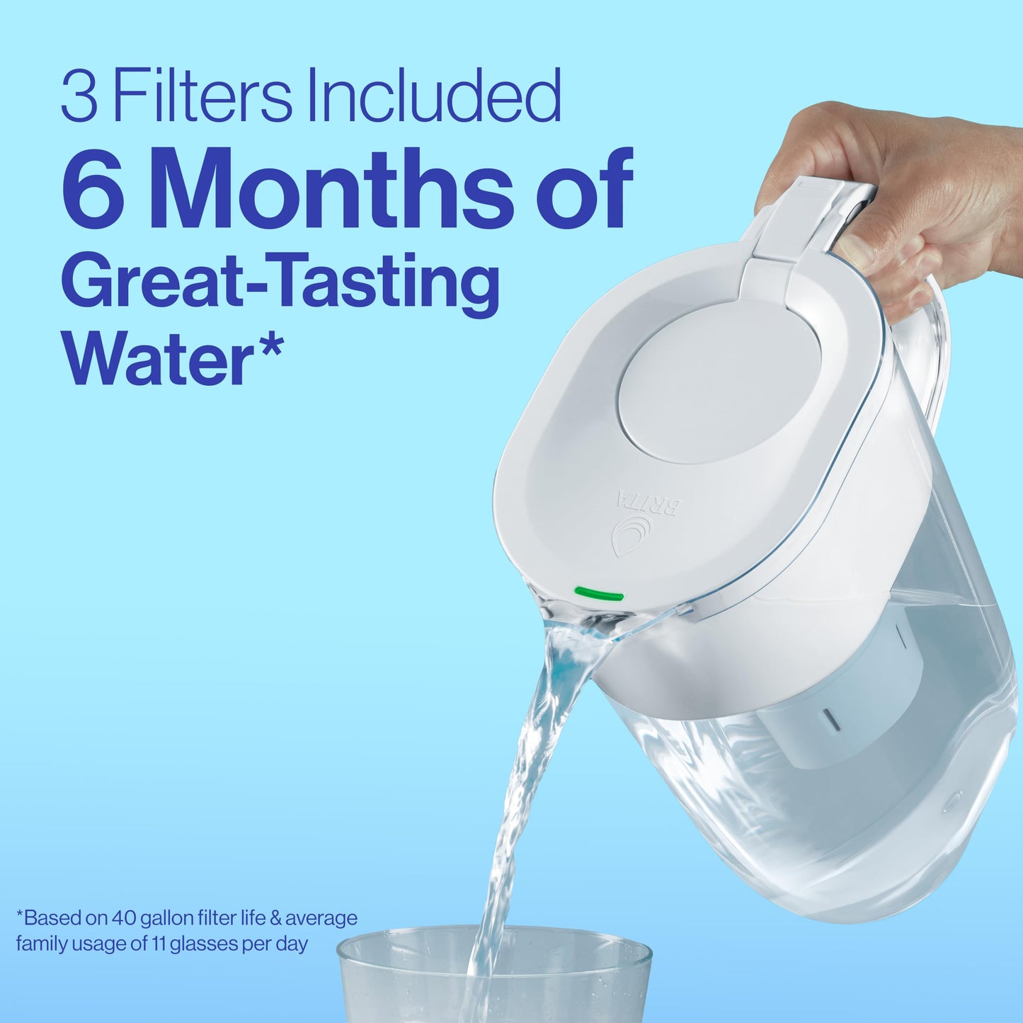 Brita Plus Filtro de agua, sin BPA, filtro de repuesto de alta densidad para jarras y dispensadores, reduce 2 contaminantes*, dura dos meses o 40 galones, incluye 3 filtros