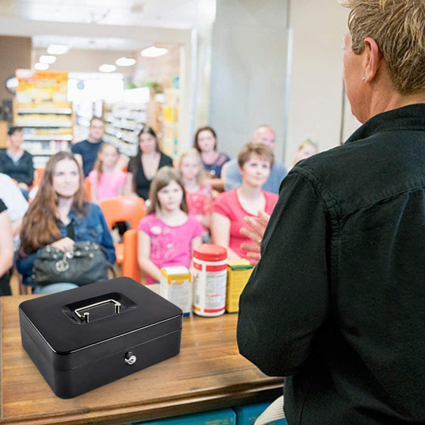 Caja de Dinero MACK222 Negro de Acero Inoxidable Portátil con Llave