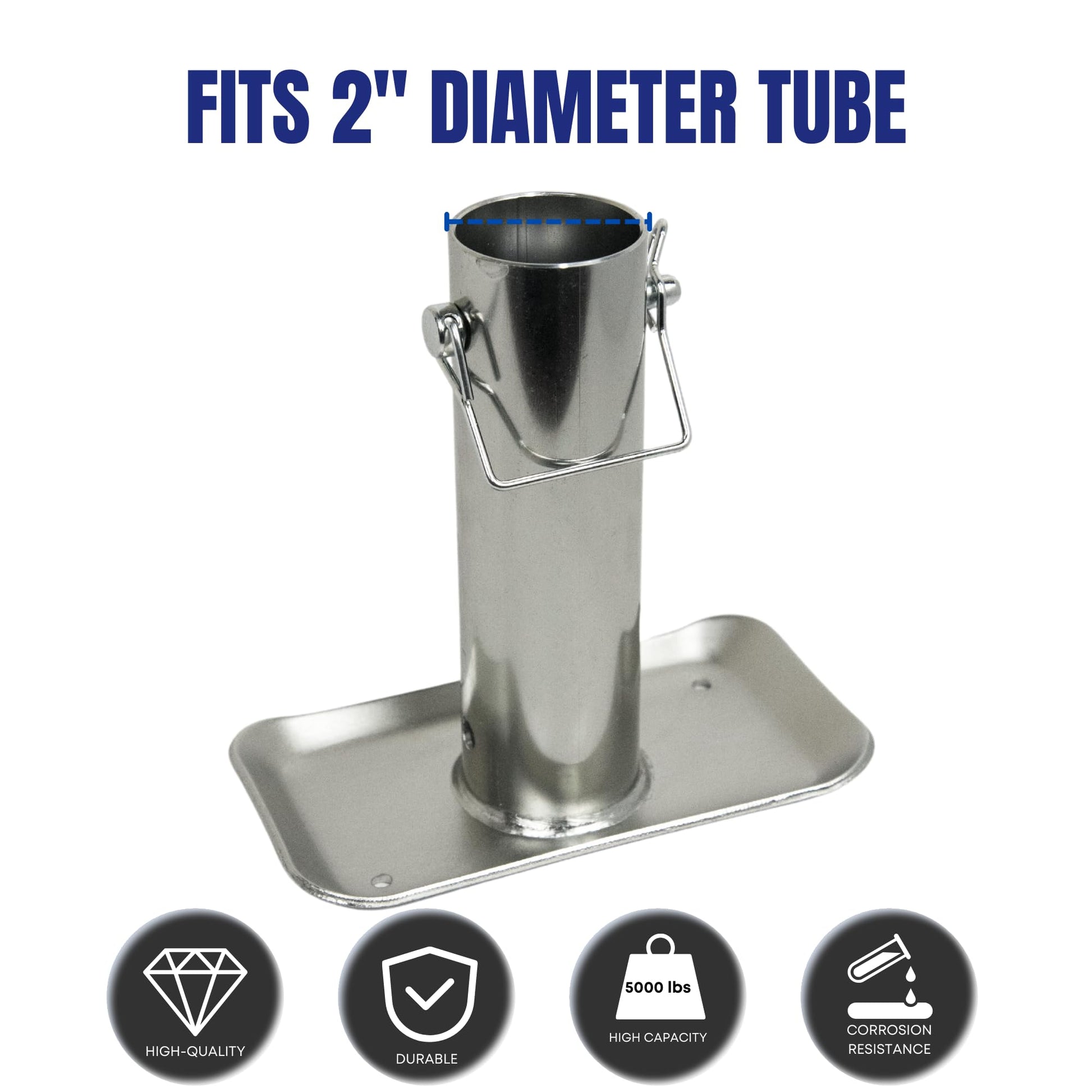 Jeremywell - Placa de pie desmontable para remolque de 5000 libras de capacidad con base de pin para barco con marco en A, caravana, caravana, 7-1/2 pulgadas de longitud de tubo