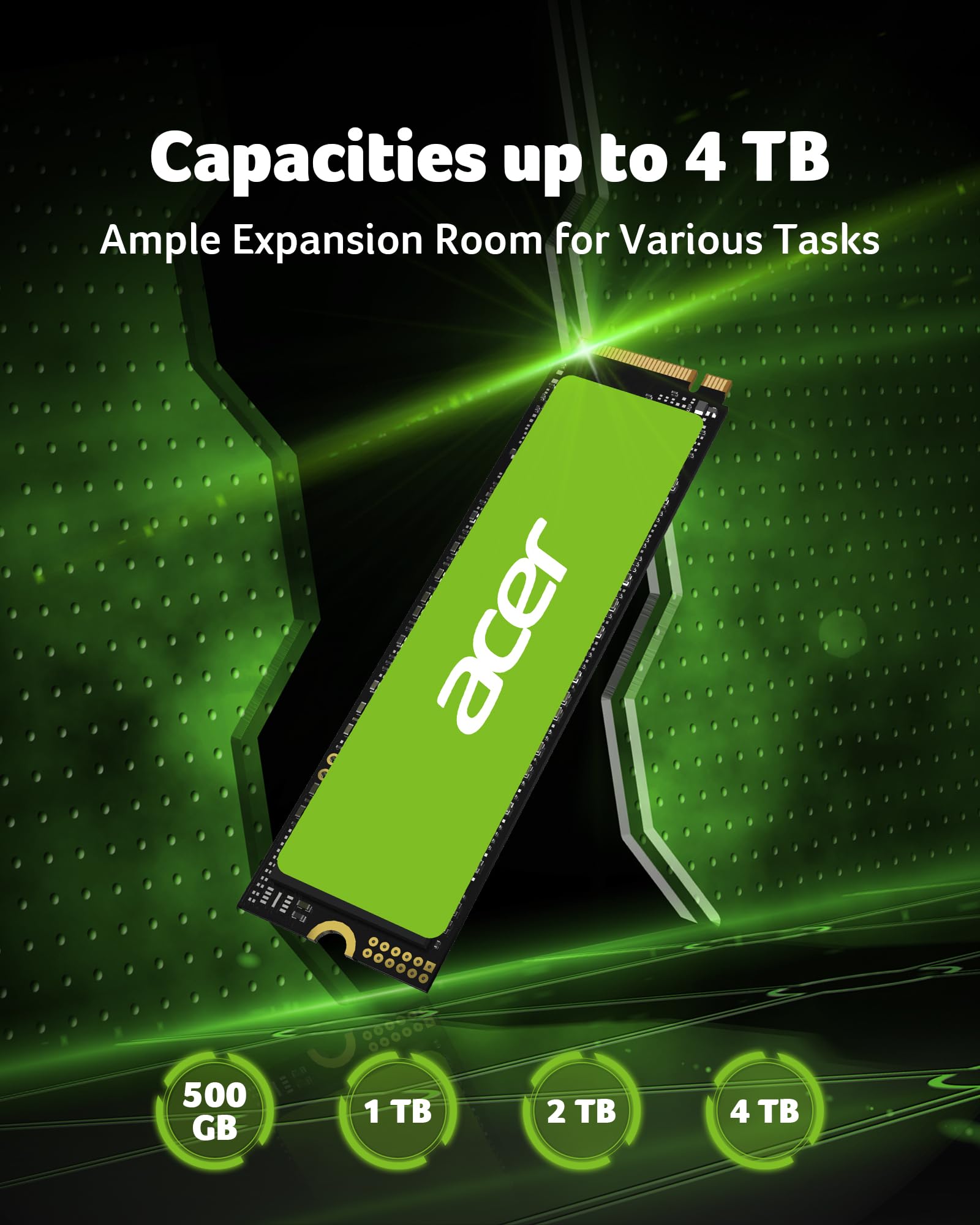 Unidad Interna de Estado Sólido Acer 1TB Gen4 NVMe M.2 hasta 7200 MBps