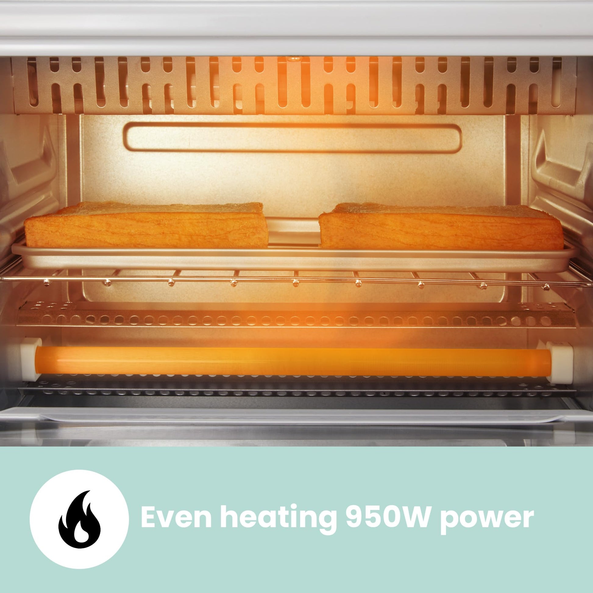 COMFEE' Horno de encimera, pequeño horno tostador combinado de 4 rebanadas, mini horno para pizza de 9 pulgadas, horno compacto, hornear, asar, 950 W, blanco, CTO-E101A (WH)