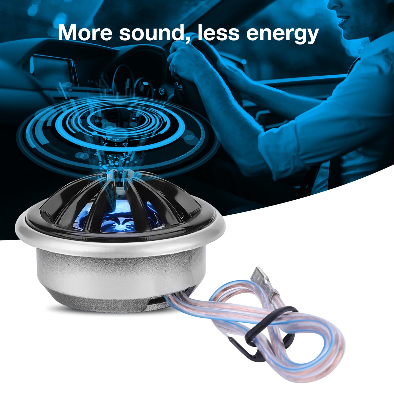 Keenso Reproductor de Audio Fuerte, 1 par de Altavoces para Automóvil Reproductor de Música Audio Super Power Dome Tweeter 130W