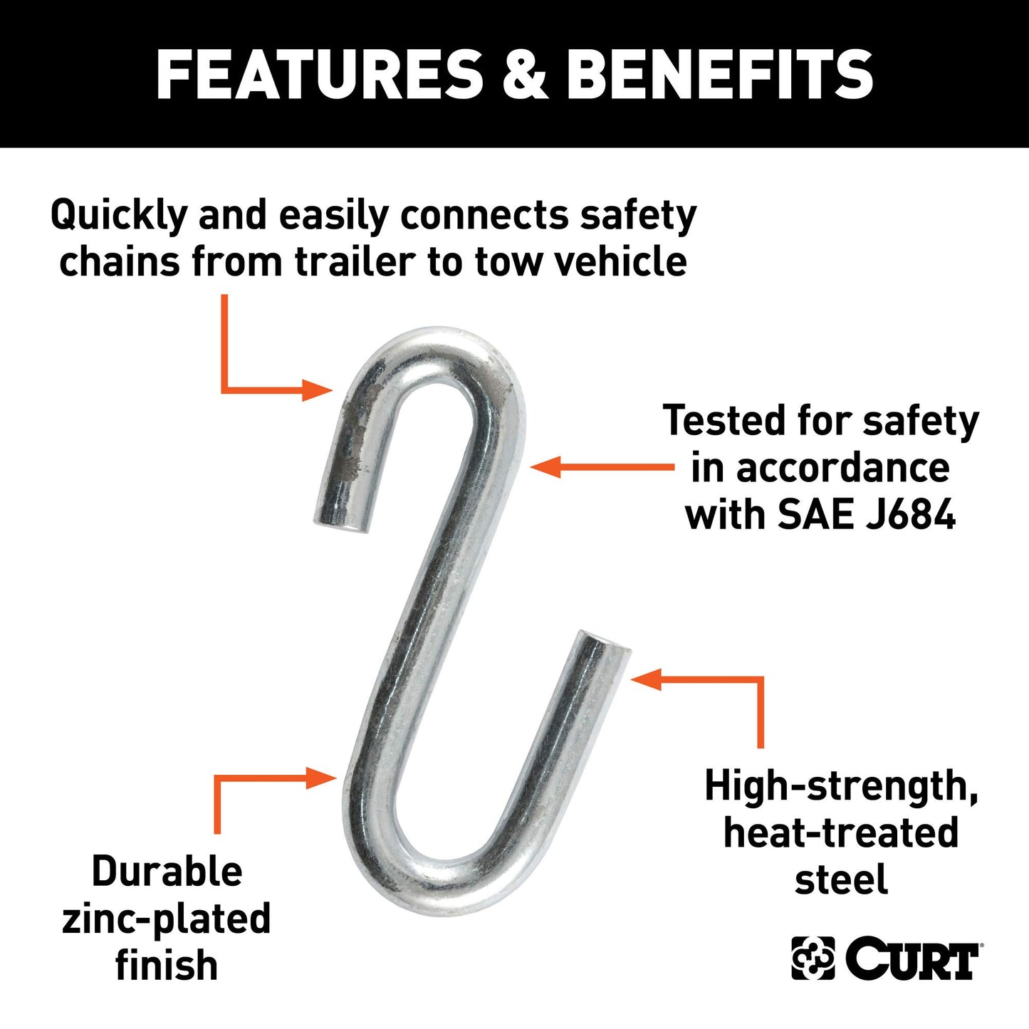 CURT 81640 - Cadena de Seguridad para remolques con Certificado de 13/32 Pulgadas, 1,6 kg