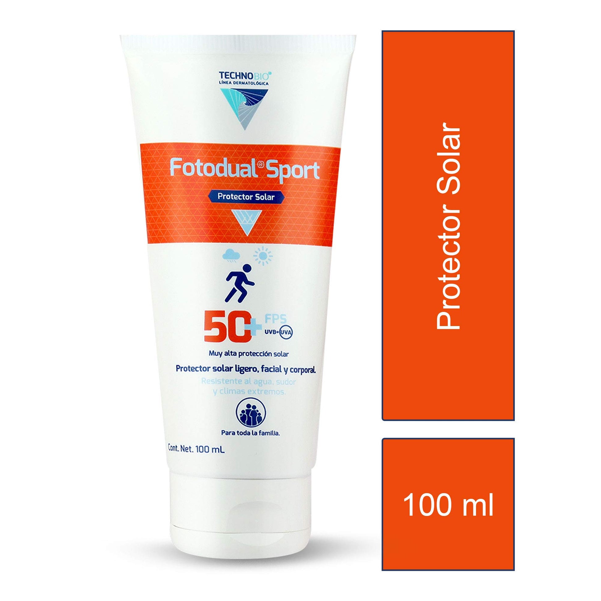 FOTODUAL SPORT - Protector solar UVB+UVA 50+ facial y corporal, 100ml - Contiene Omega 3, fitonutrientes y antioxidantes citoprotectores