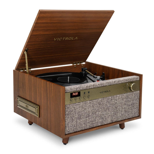 Tocadiscos Victrola Century Nogal con Reproductor Multifunción y Diseño Vintage