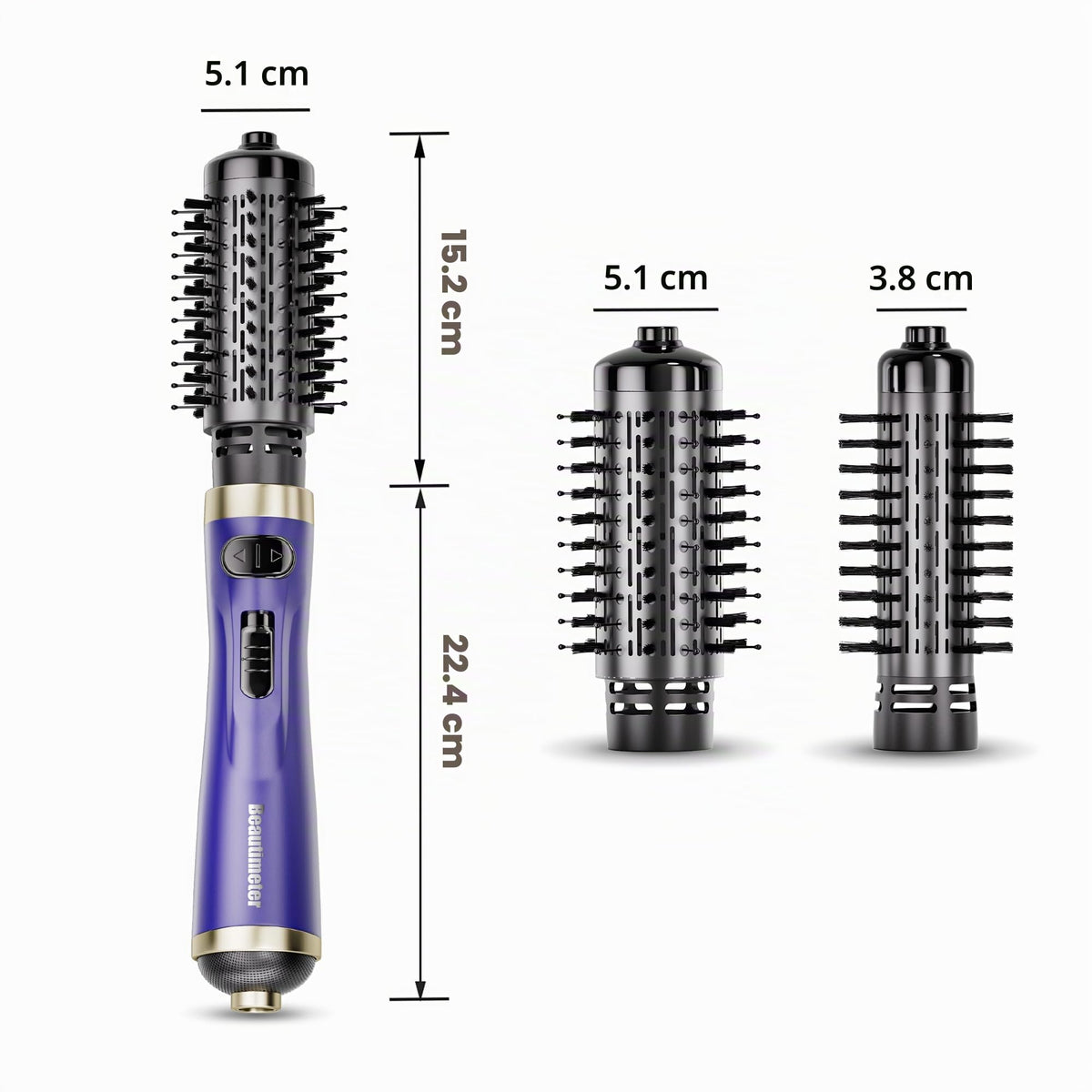 Cepillo Secador de Pelo Beautimeter Negro con Cepillo Giratorio 3 en 1 para Mujer
