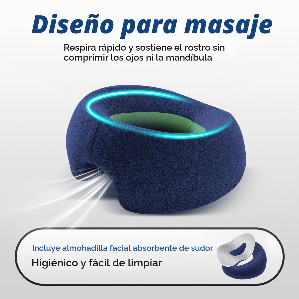 Almohadas Faciales Xiaomubiao Azul para Mesa de Masaje y Cirugía