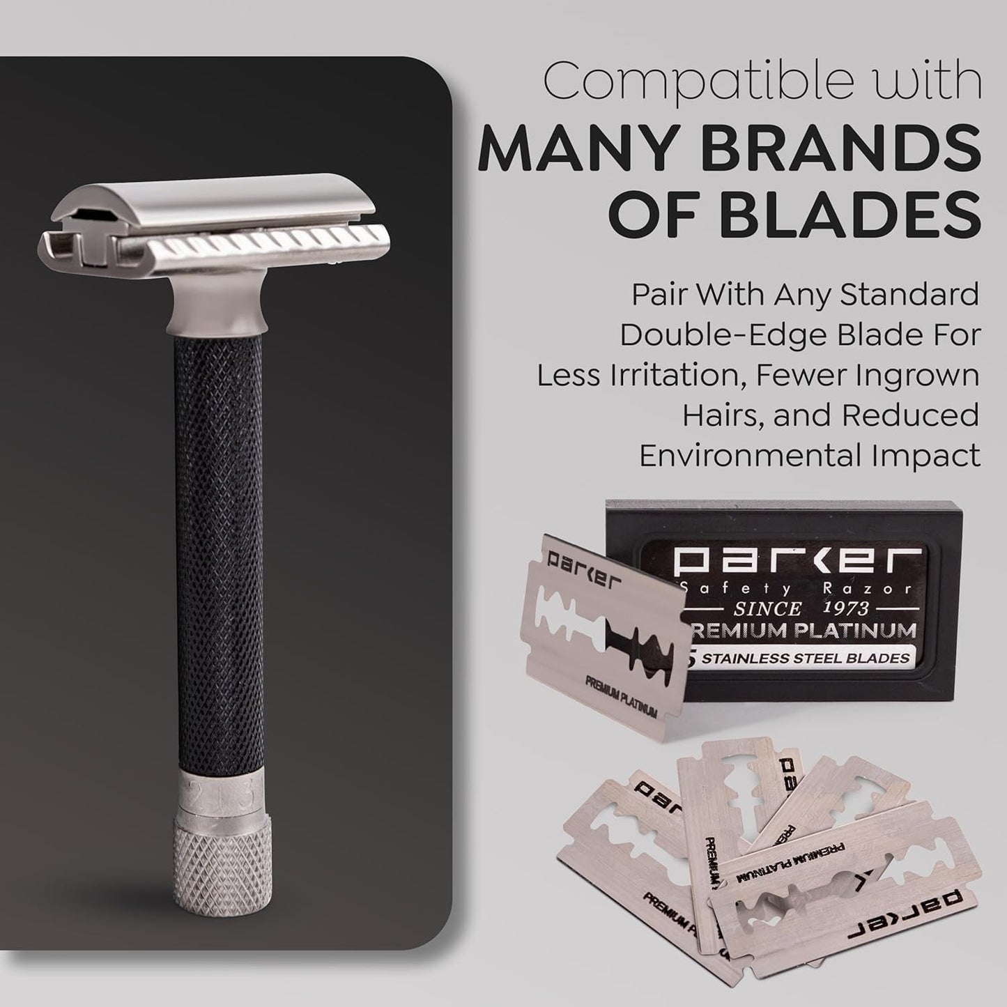 Parker Variant AJUSTABLE Maquinilla de Afeitar de Doble Filo y 5 Cuchillas Premium - (Grafito Metálico)