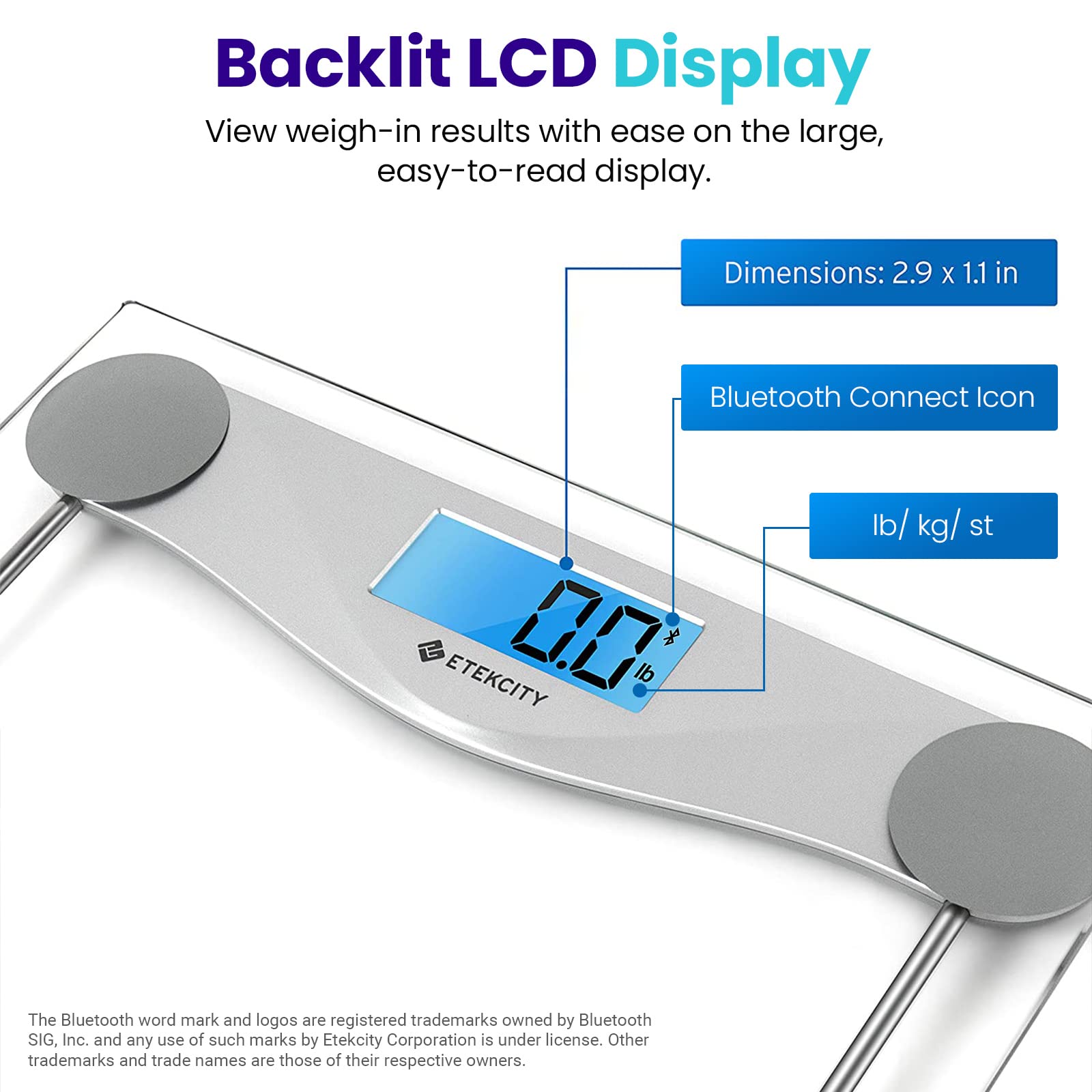 Báscula de Baño Etekcity Azul Bluetooth Mejorada Alta Precisión 400 Libras