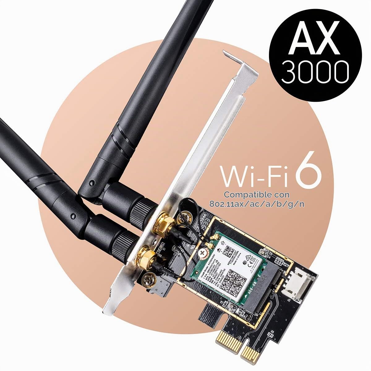 Tarjeta PCIe WiFi 6 AX 3000 Mbps Cudy WE3000 con Bluetooth 5.0 para PC, Interior AX200, para Windows 10 64 bits