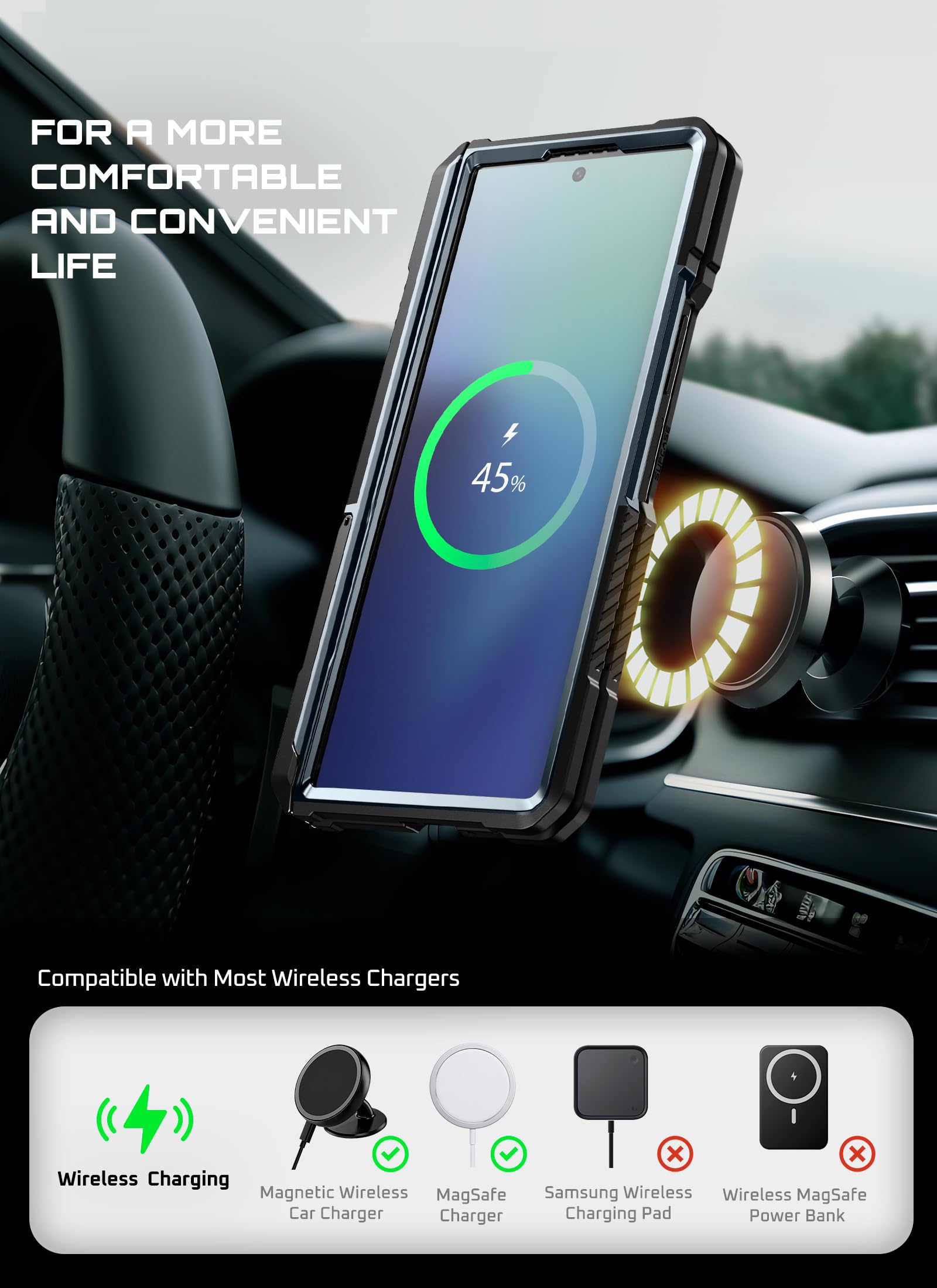 Funda Magnética SUPCASE Azul con Protección Militar y Vidrio Templado para Samsung Galaxy ZFold 7