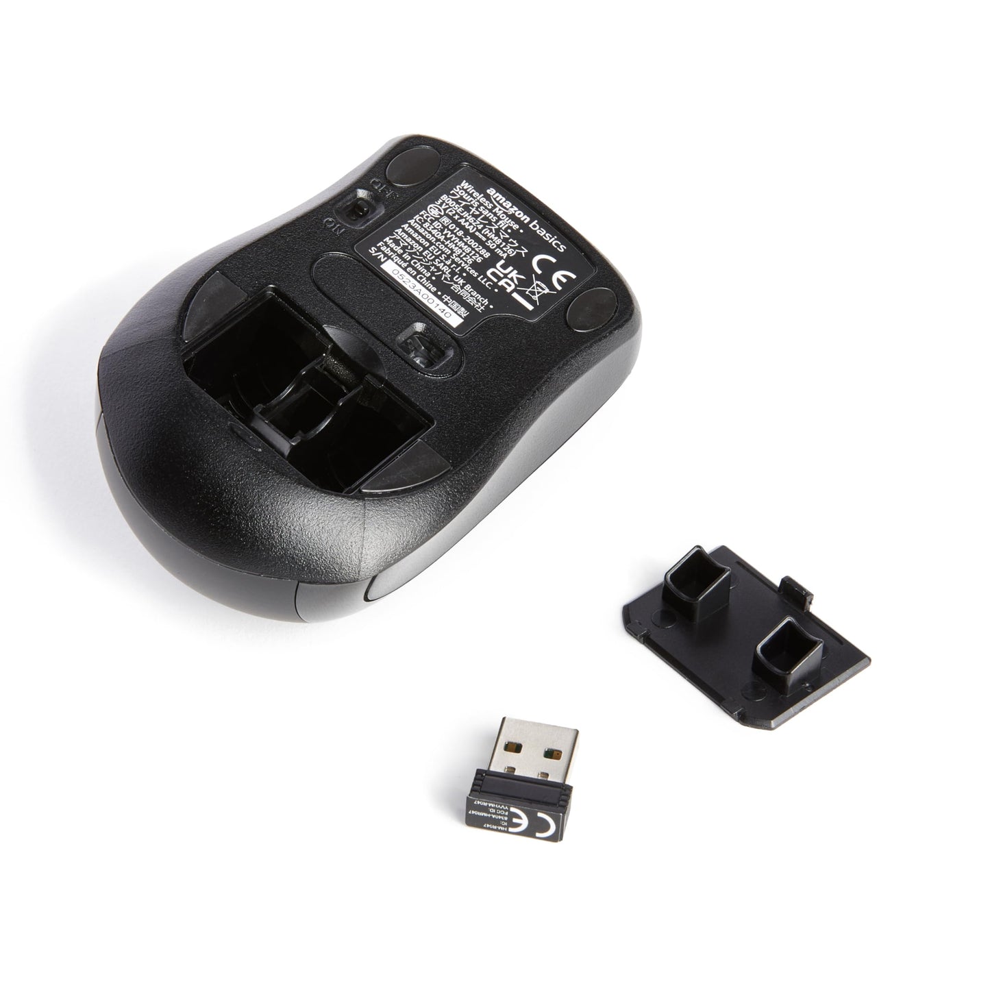 Mouse Óptico Inalámbrico Amazon Basics Negro con Receptor Nano USB de 2,4 GHz para Computadora