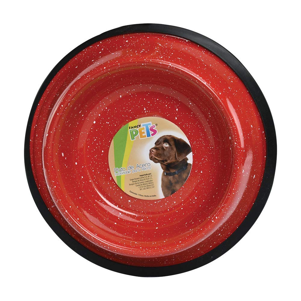 Fancy Pets Plato de Acero Jaspeado para Perro de 32 Onzas y/o 907 Gramos