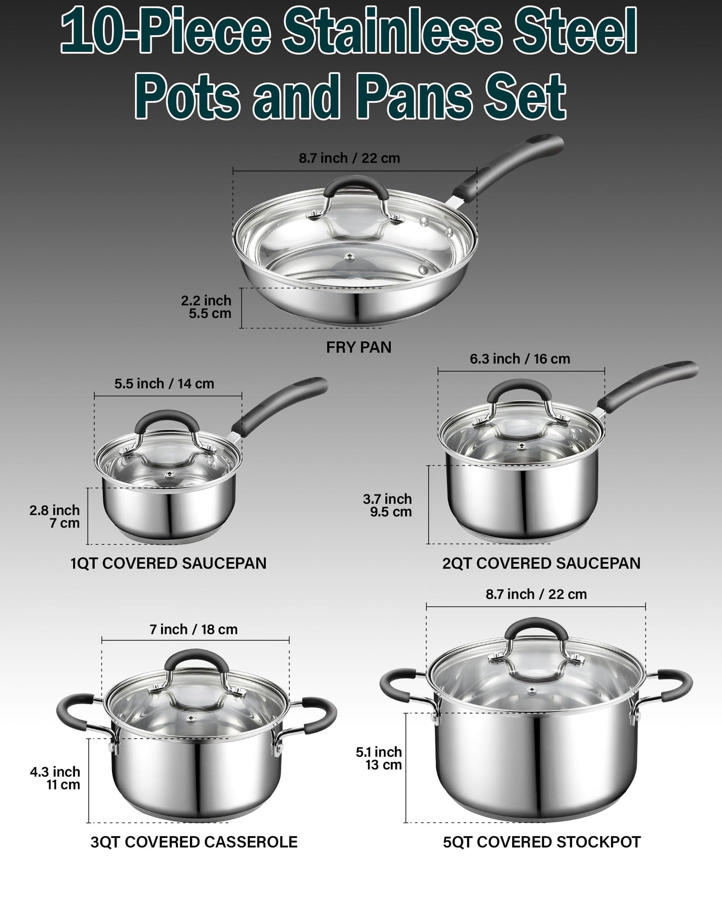 Juego de Utensilios de Cocina Cook N Home Plateado con Asas que se Mantienen Frescas