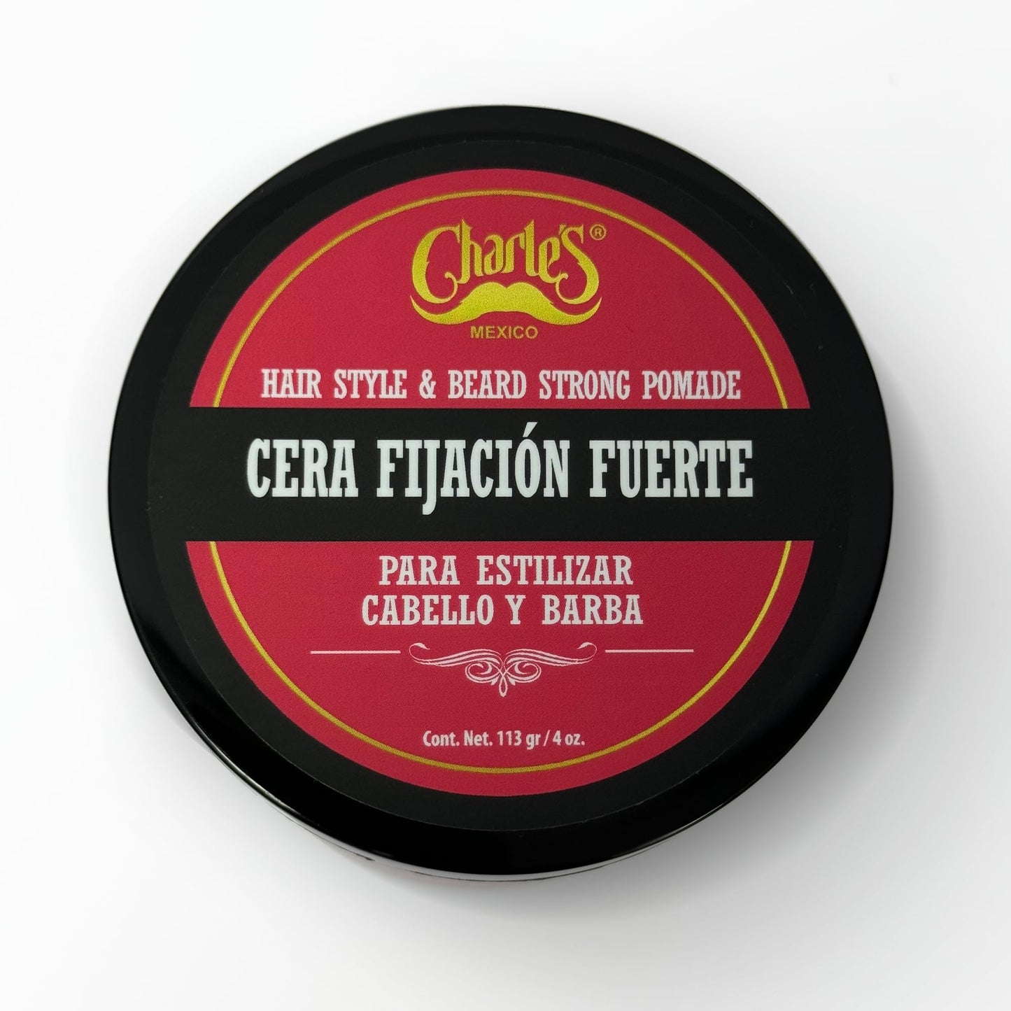 Charle's - Cera Fijación Fuerte 113g - Pomada para cabello - Aroma a vainilla - Con aceite de ricino - Base agua