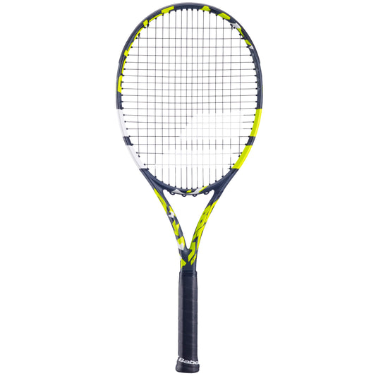 Babolat Boost Aero - Raqueta de Tenis Amarilla (Agarre de 4 1/8 Pulgadas) con Tripa Blanca Syn a tensión de Rango Medio