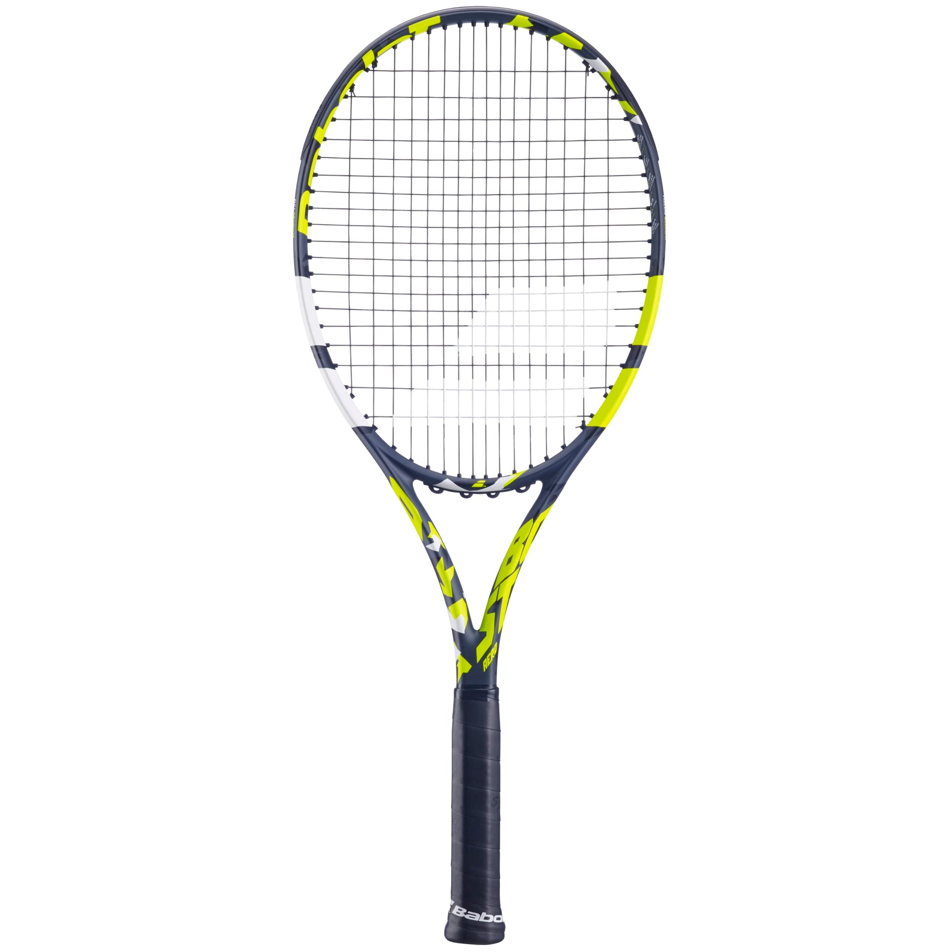 Babolat Boost Aero - Raqueta de Tenis Amarilla (Agarre de 4 1/4 Pulgadas) con Tripa Blanca Syn a tensión de Rango Medio