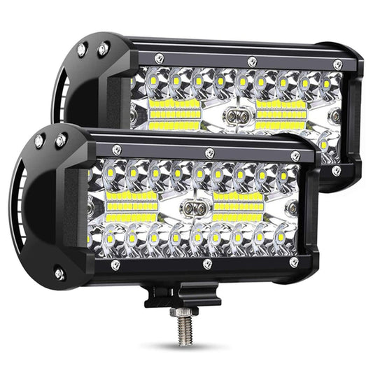 Barra de luz LED de 7IN,120W 24000lm,todoterreno luces de conducción,cápsulas LED con haz combinado de inundación puntual,luces de trabajo LED impermeables para UTV ATV Jeep camión barco, 2PCS