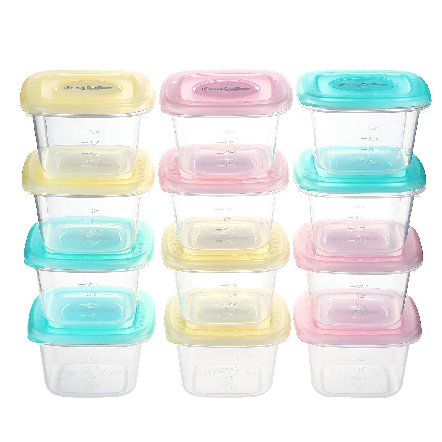PandaEar - Contenedor de almacenamiento de plástico con tapas, 12 unidades, sin BPA, apto para congelador y lavaplatos para niños