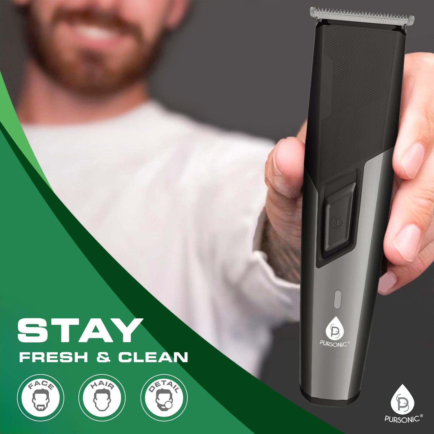 Pursonic Recortadora De Barba Y Cabello Para Hombre - 12 Unidades De Recortadoras De Barba Recargables E Inalámbricas Mario Lopez - Kit De Cuidado Integral Para Barba, Rostro, Nariz Y Orejas Regalo Id
