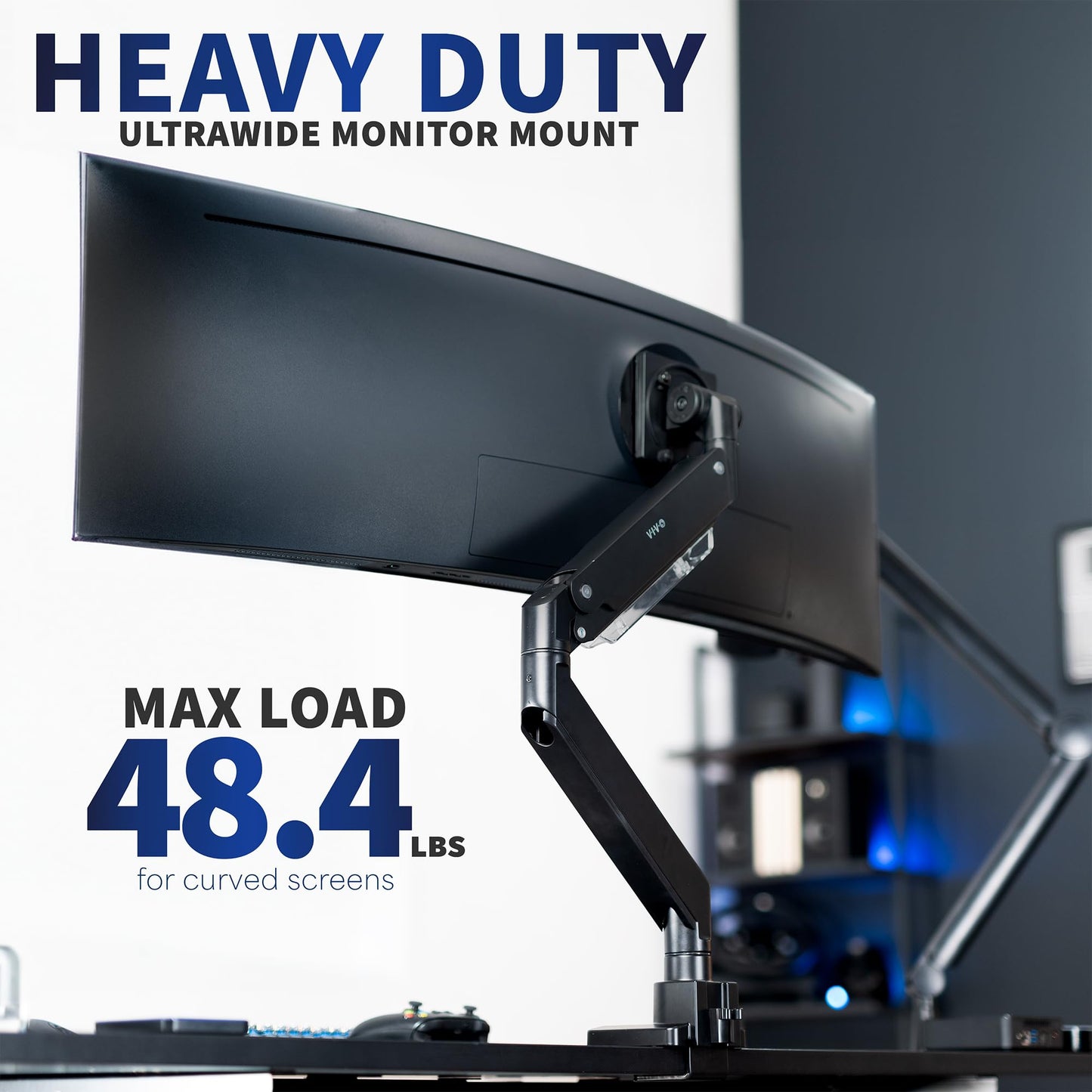 Brazo de Monitor VIVO Negro Ultra Ancho Resistente para Samsung Odyssey Ark y Neo G9 de 57 Pulgadas